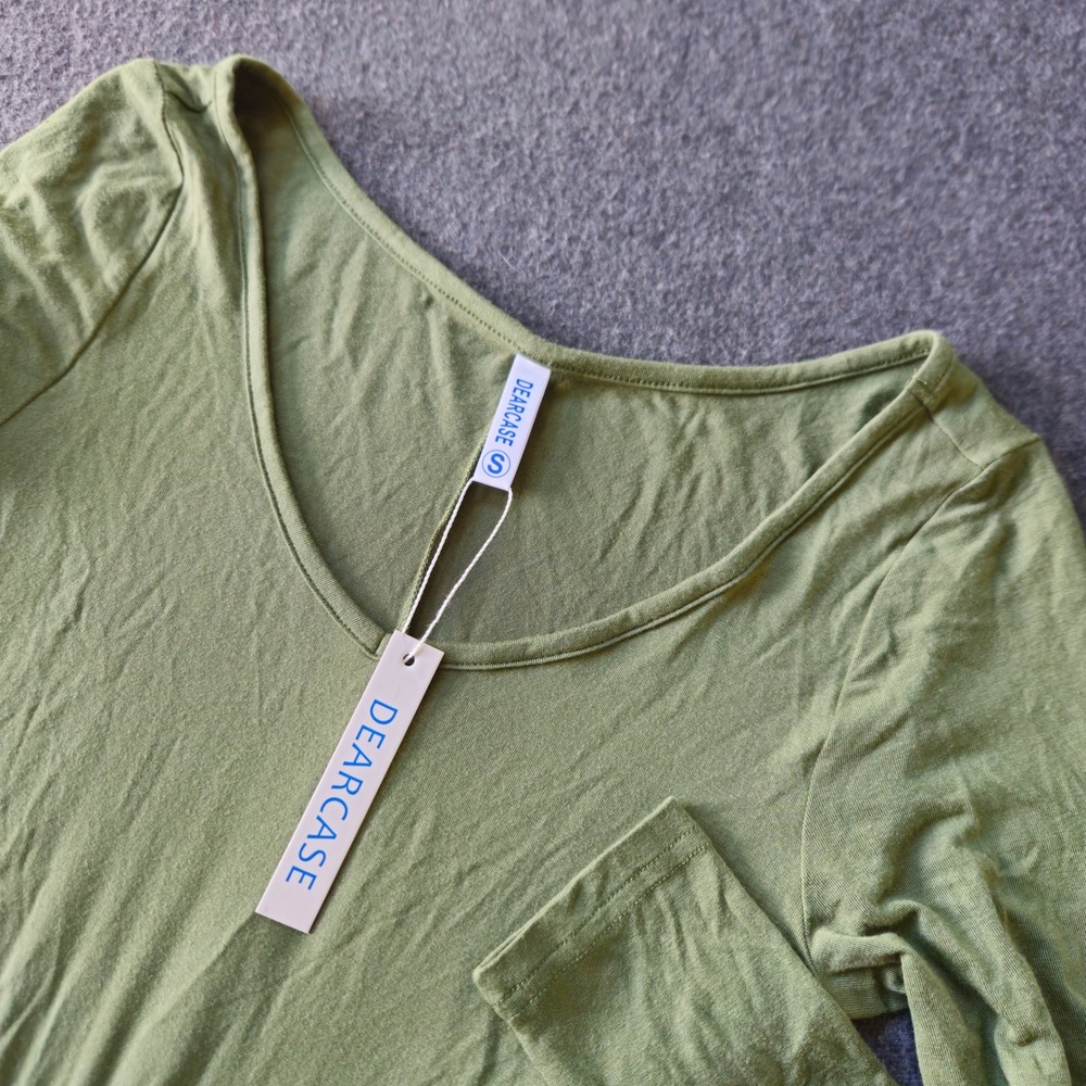 New! Olive Tunic Dress A-Line Sz Small Lagenlook Minimalist Asymmetrical Relaxed